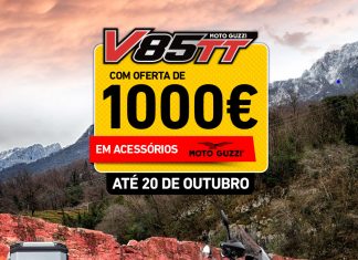 Campanha Moto Guzzi V85TT com oferta de acessórios